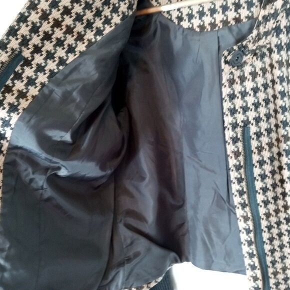 CAbi Houndstooth Jacket  Zip Up  Charcoal Tan Sz 12 Heritage Prep Preppy Hunting - Picture 8 of 12